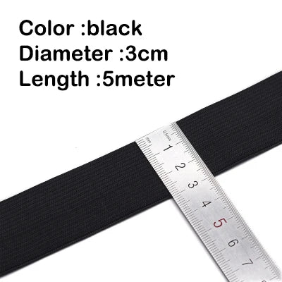 5Meters Sewing Elastic Band, High Elasticity, Waistband White, Black 10-60MM