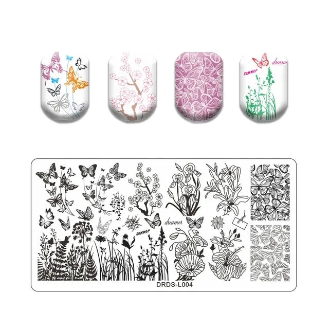 Floral Leaf Nail Stamping Plate Stainless Steel Template for Nail Art