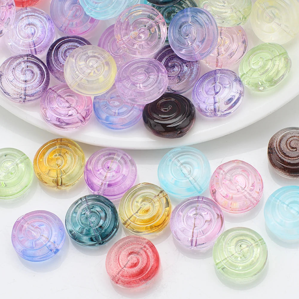 30Pcs Crystal Glass Round Beads Screw thread