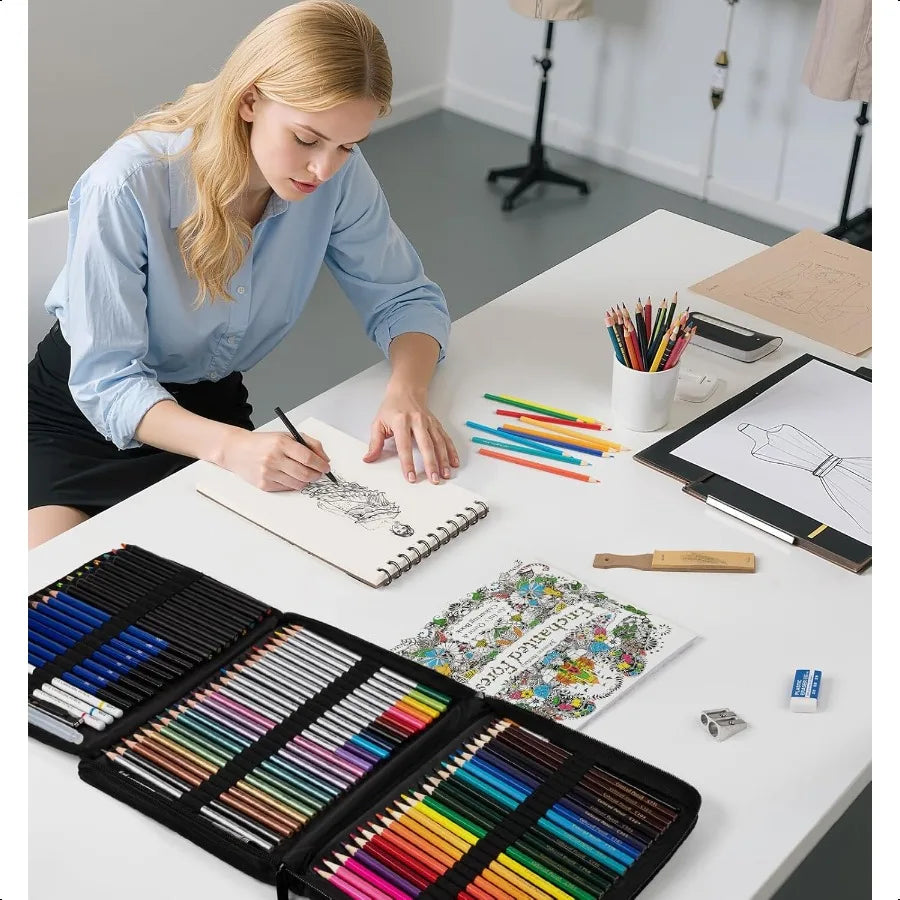 92 Pack Art Drawing Set with Colored, Watercolor & Charcoal Pencils