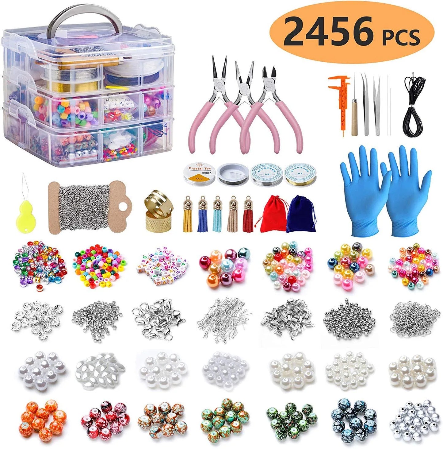 2456-Pcs Deluxe DIY Bead Jewelry Making Kit