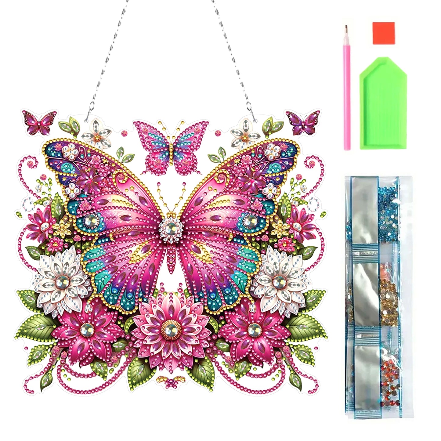 5D DIY Diamond Painting Dots Pendant Flowers Butterflies