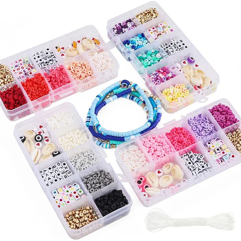Jewelry Accessories Kit, 4mm soft ceramic, letters, beads, accessories, Charms DIY