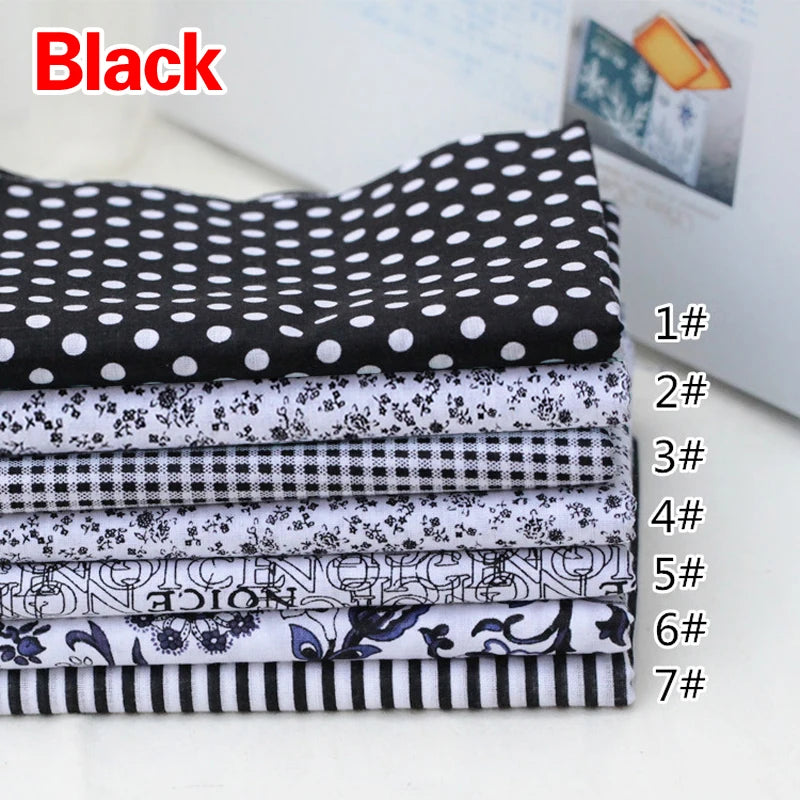 7pcs 25x25cm Cotton Fabric Squares for Sewing & Quilting