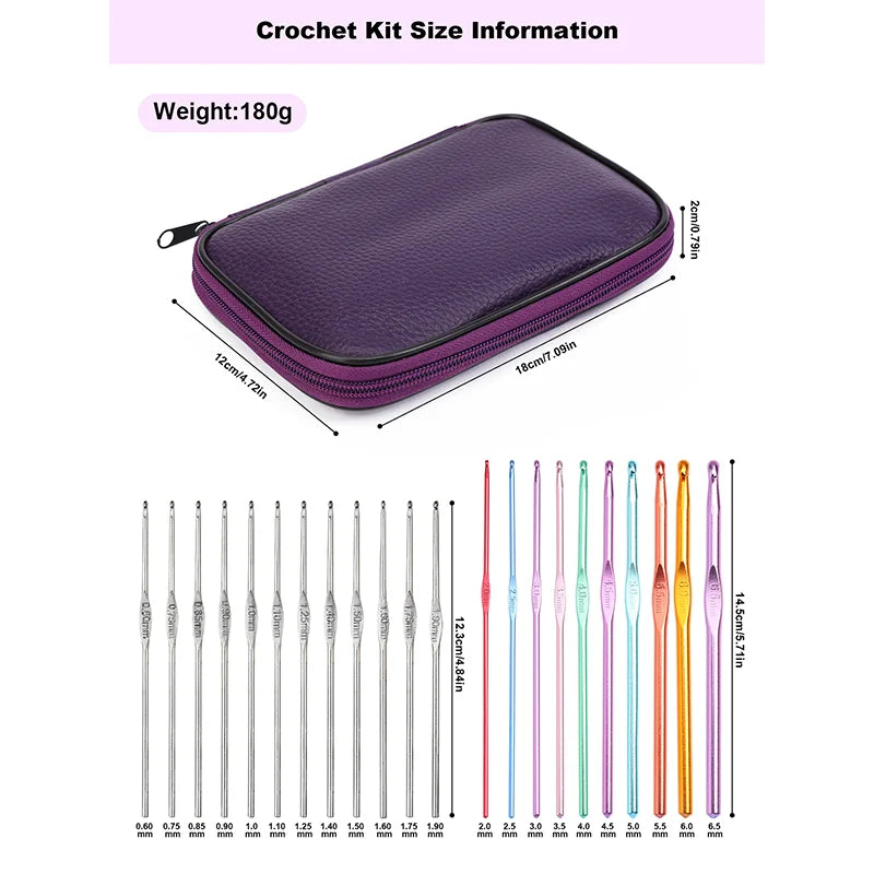 Aluminum Crochet Hooks & Knitting Needles Set 22Pcs for Yarn Craft DIY