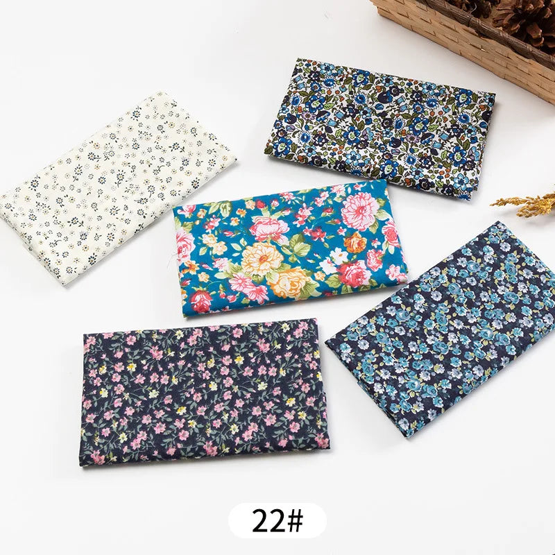 5Pcs Floral & Plaid Cotton Fabric Squares for Sewing & Quilting