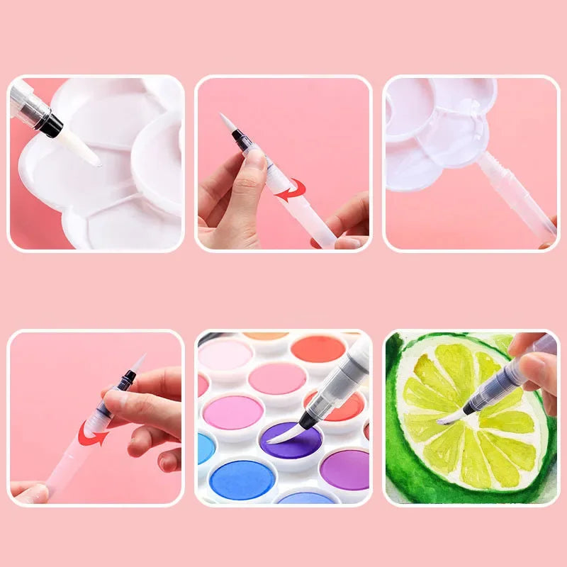 3/7pcs Watercolor Brush Pens Water Storage Function Painting Brushes