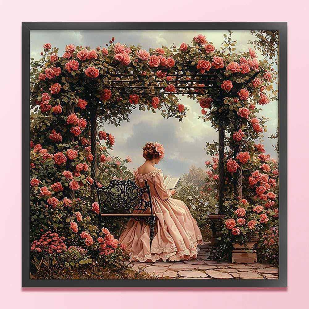 Full Embroidery Cotton Thread 11CT Printed Girl Kit 50x50cm