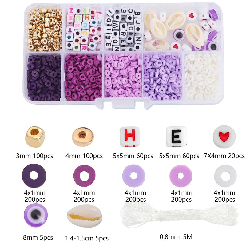 Jewelry Accessories Kit, 4mm soft ceramic, letters, beads, accessories, Charms DIY