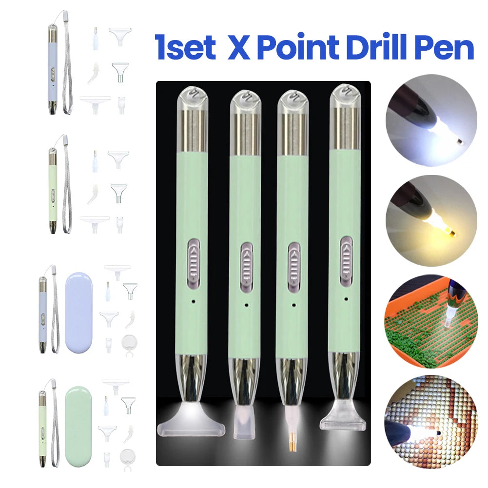 5D DIY Diamonds Art Rechargeable, Plastic Lighting Pens have multifunctional heads.