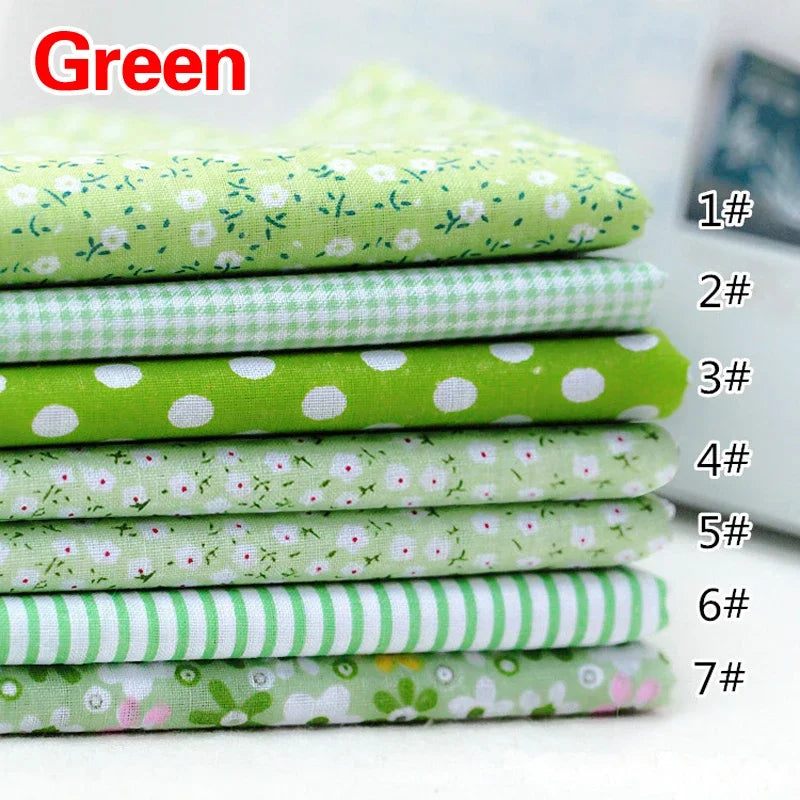 7pcs 25x25cm Cotton Fabric Squares for Sewing & Quilting