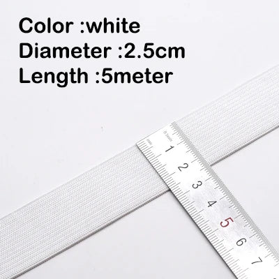 5Meters Sewing Elastic Band, High Elasticity, Waistband White, Black 10-60MM