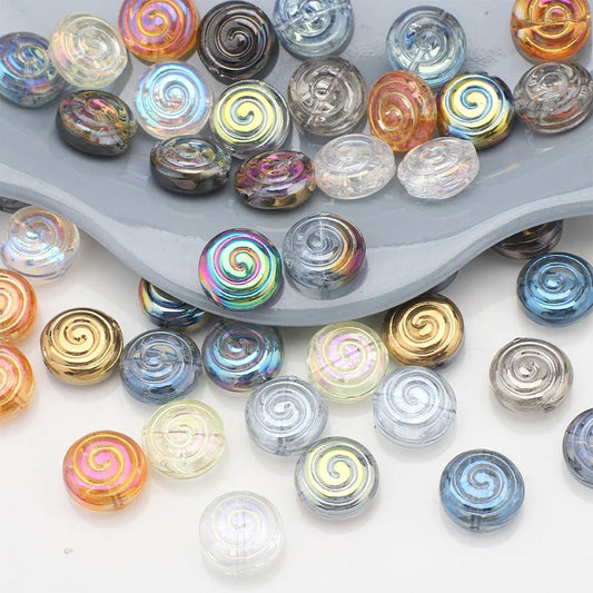30Pcs Crystal Glass Round Beads Screw thread