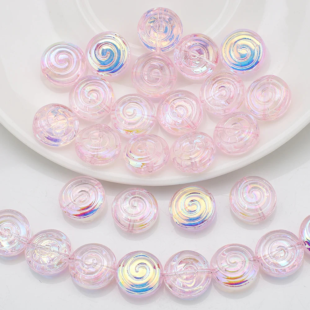 30Pcs Crystal Glass Round Beads Screw thread