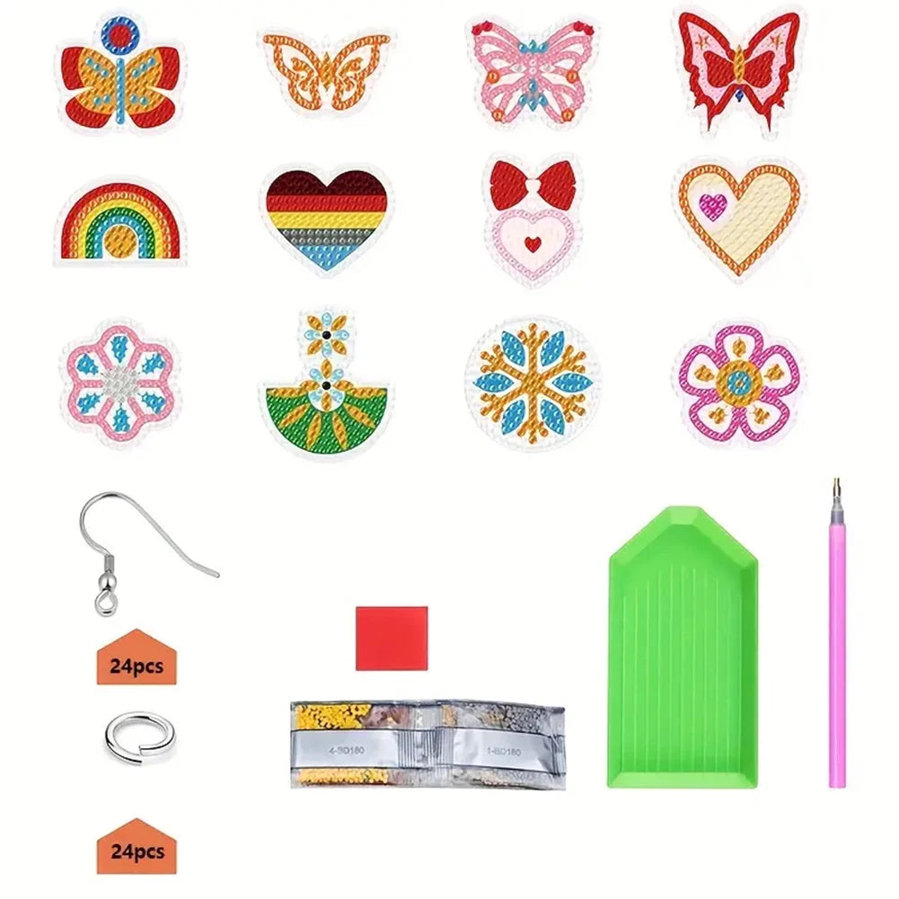 12 Pairs Diamond Painting Earring Making Kit