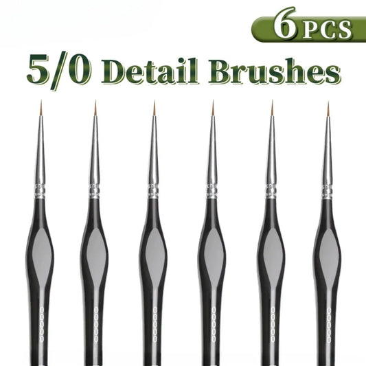 00000 Fine Tip Paint Brush Set for Acrylic, Models, Miniature Detail, Nylon Hair