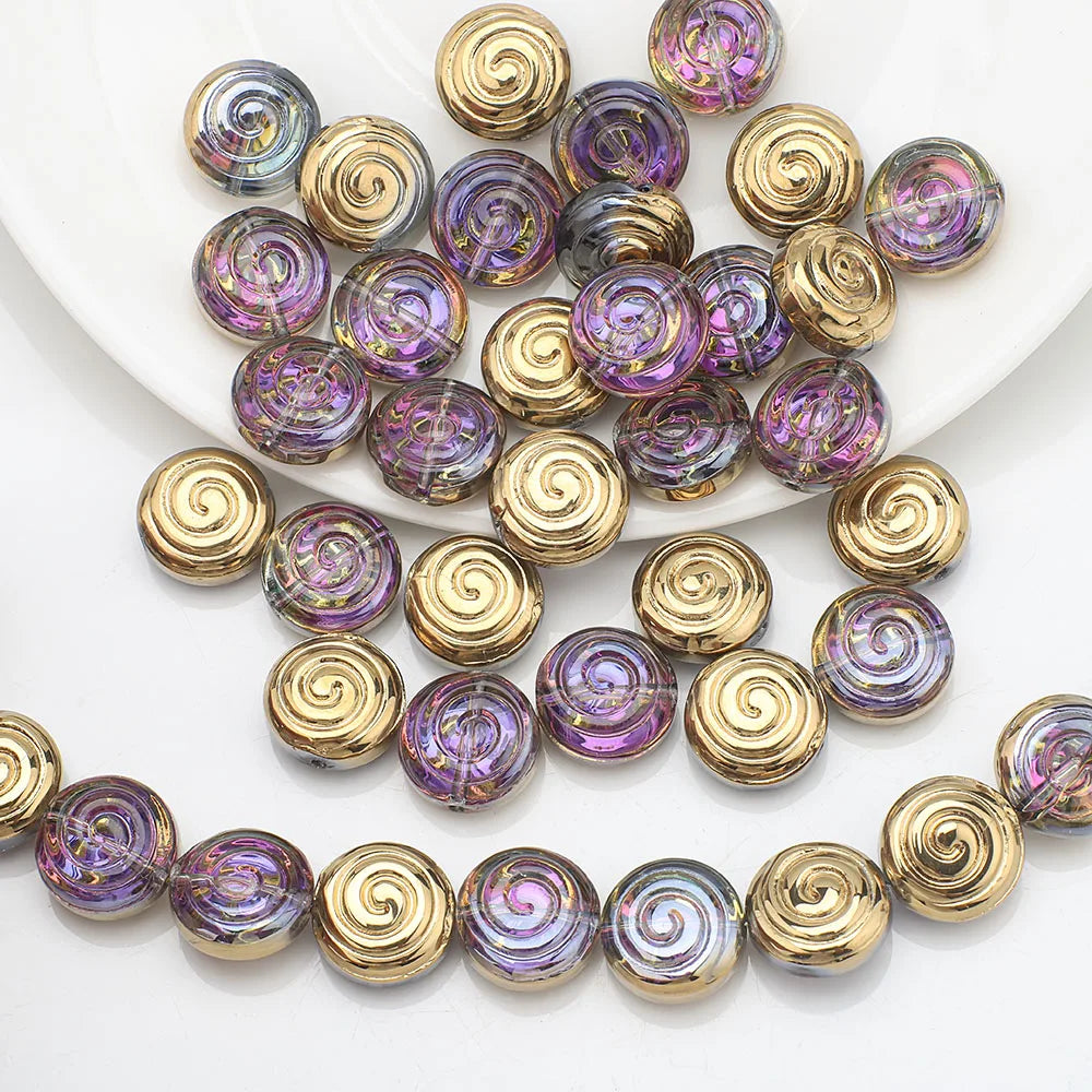 30Pcs Crystal Glass Round Beads Screw thread