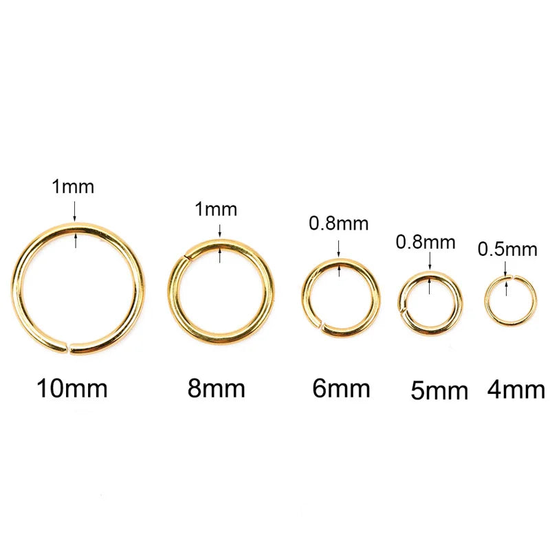 Never Fade Stainless Steel Open Jump Rings 4 5 6 8 10 mm