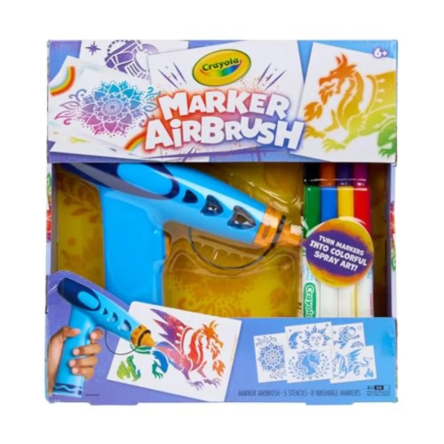 Battery-Powered Airbrush Spray Art Kit with 8 Washable Markers and 5 Stencils for DIY Craft Projects