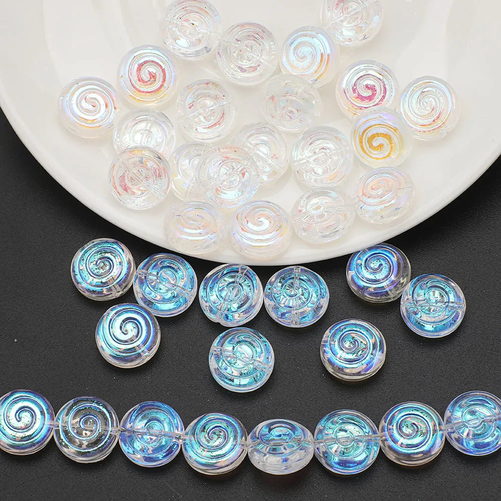 30Pcs Crystal Glass Round Beads Screw thread