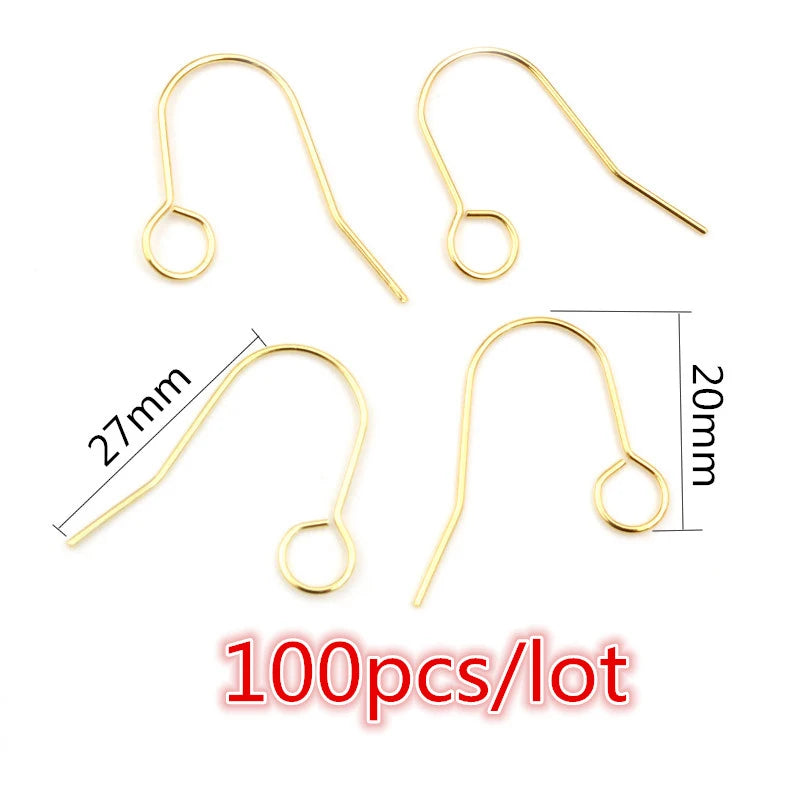 30-100pcs Stainless Steel DIY Earrings Hooks Clasp Findings Handmade Jewelry Making Accessories Earwire Accessories Steel Gold