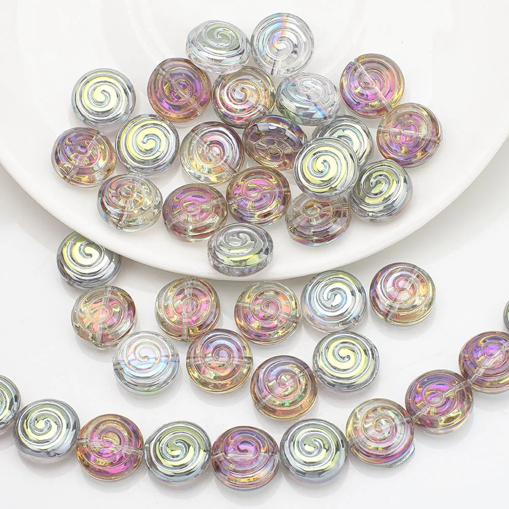 30Pcs Crystal Glass Round Beads Screw thread