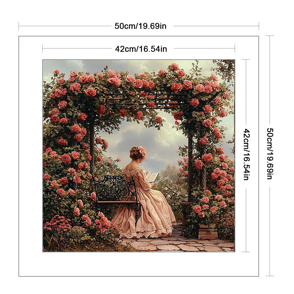 Full Embroidery Cotton Thread 11CT Printed Girl Kit 50x50cm