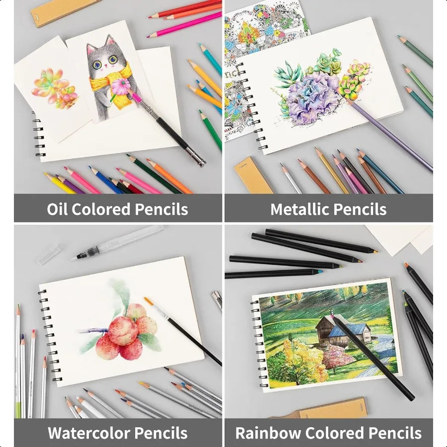 92 Pack Art Drawing Set with Colored, Watercolor & Charcoal Pencils