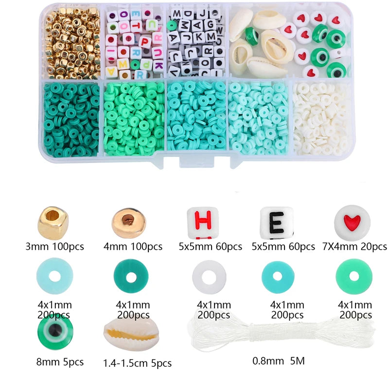 Jewelry Accessories Kit, 4mm soft ceramic, letters, beads, accessories, Charms DIY