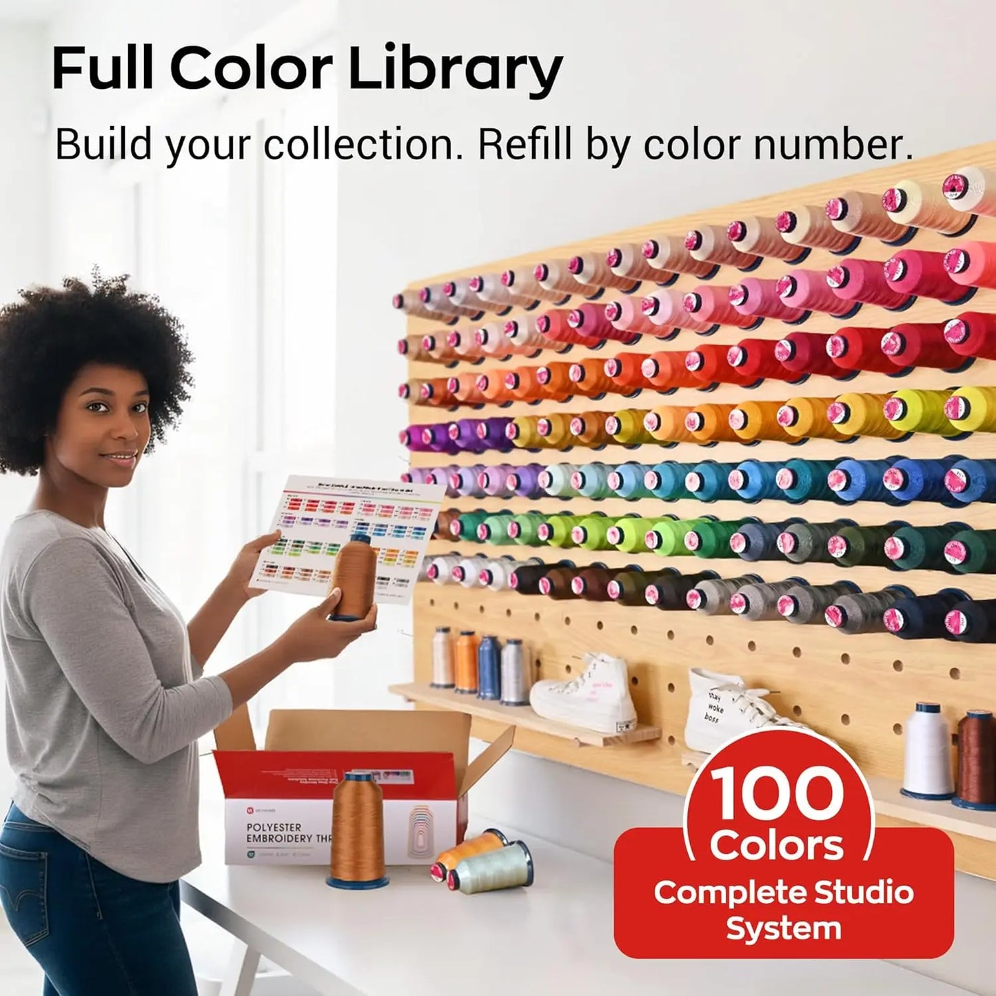 100-Color Polyester Embroidery Thread Kit – 40WT 4000m Spools