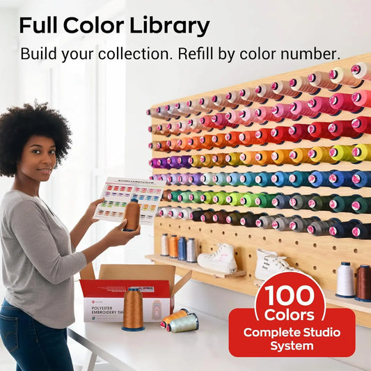 100-Color Polyester Embroidery Thread Kit – 40WT 4000m Spools