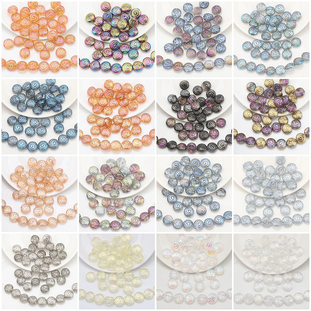 30Pcs Crystal Glass Round Beads Screw thread