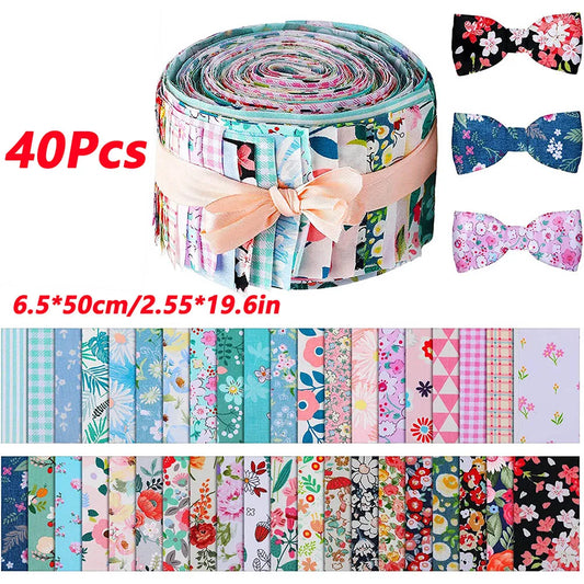 Cotton Fabric Strips 40pcs for Quilting, Sewing, Patchwork, & Embroidery
