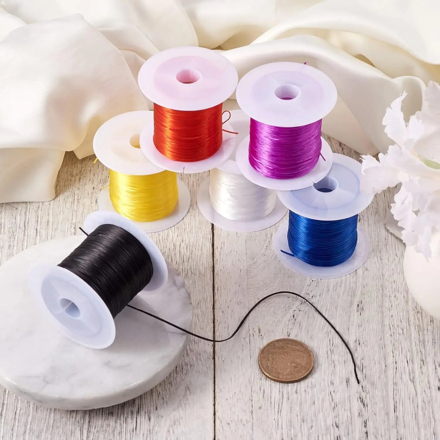 25rolls/Bag 0.8mm Elastic Stretch Fibre Wire Jewelry Making
