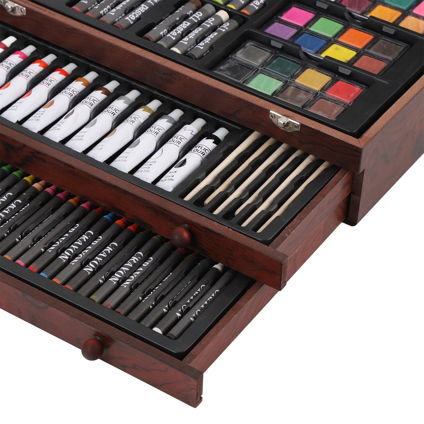 142PCS Wooden Art Set, Colored Pencils, Oil Pastels, Crayons, and  Watercolor Paints.
