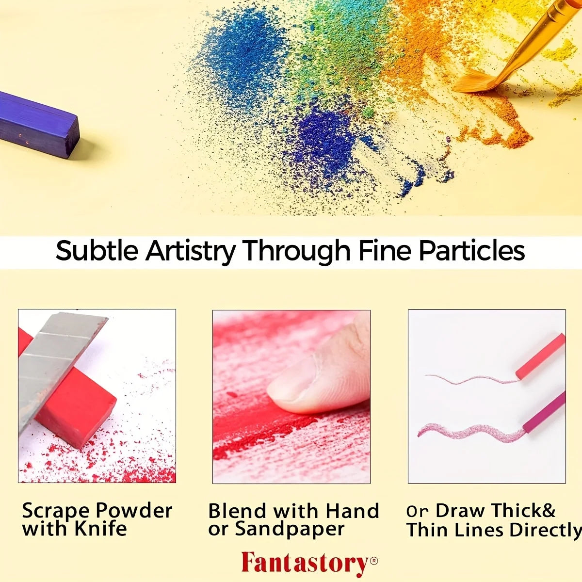 Fantastory 72 Soft Chalk Pastels for Drawing and Art