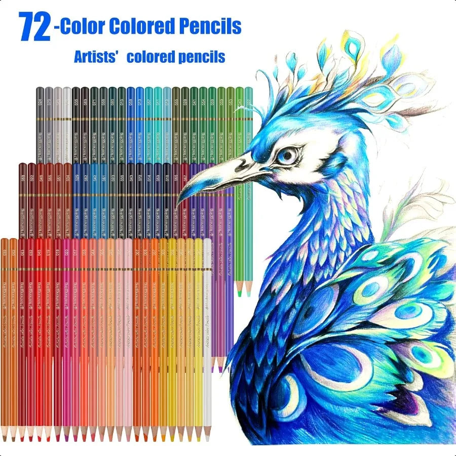 72-Color Artist Pencil Set for Coloring and Drawing
