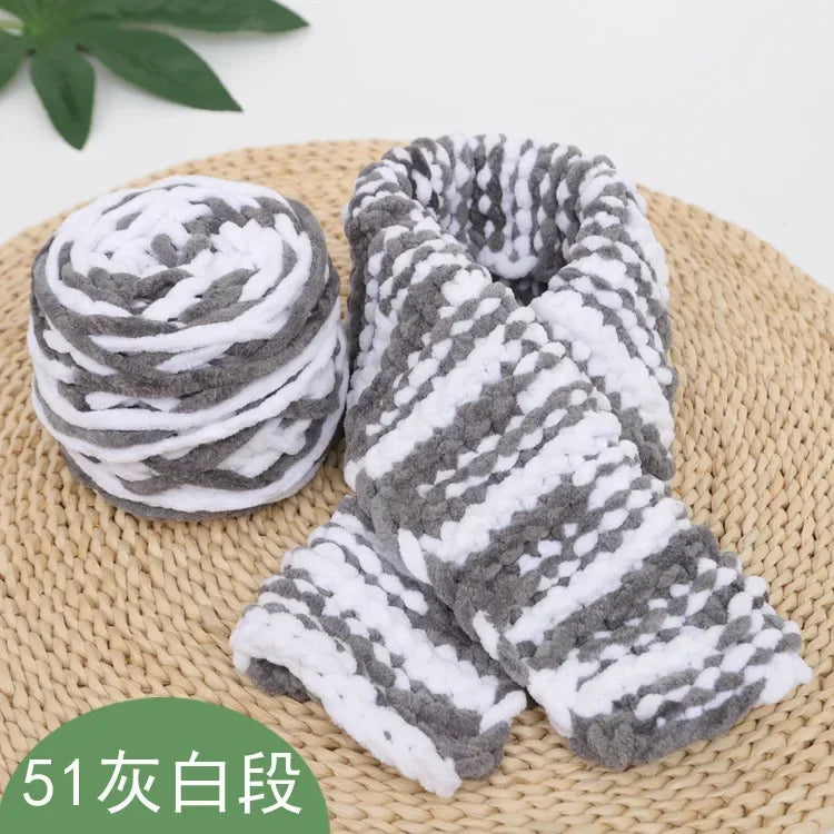 100g/ball Chenille Knitting, Soft Ice Strip Line Cotton Yarn