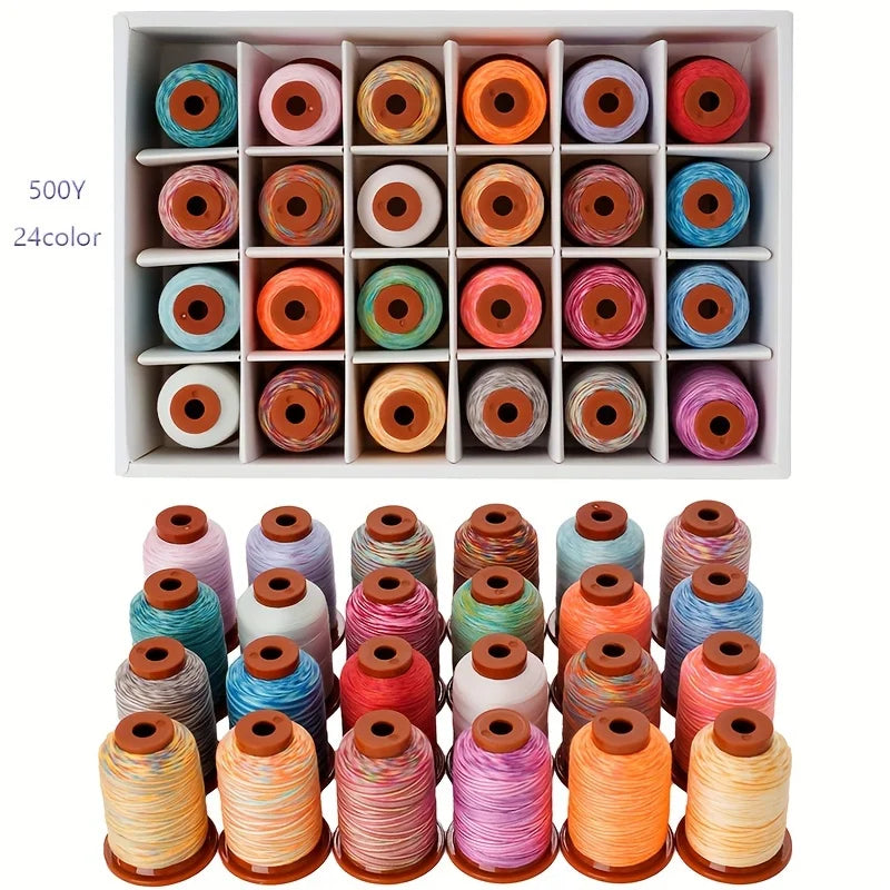 Rainbow Variegated Polyester Sewing Machine Thread