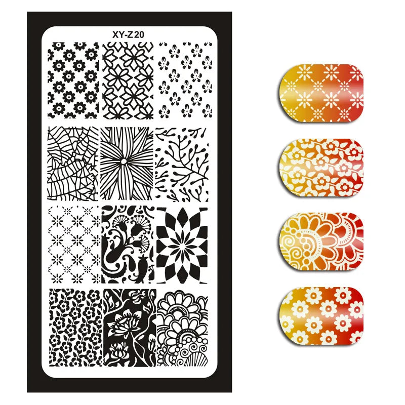 Floral Leaf Nail Stamping Plate Stainless Steel Template for Nail Art