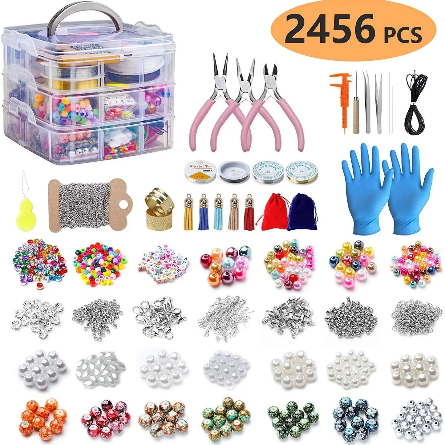 2456-Pcs Deluxe DIY Bead Jewelry Making Kit