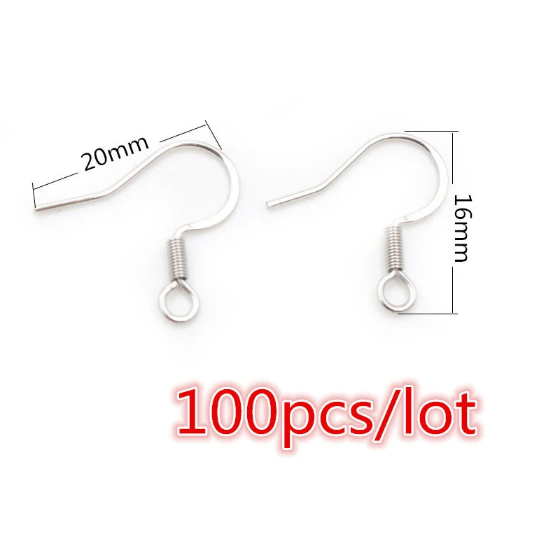 30-100pcs Stainless Steel DIY Earrings Hooks Clasp Findings Handmade Jewelry Making Accessories Earwire Accessories Steel Gold