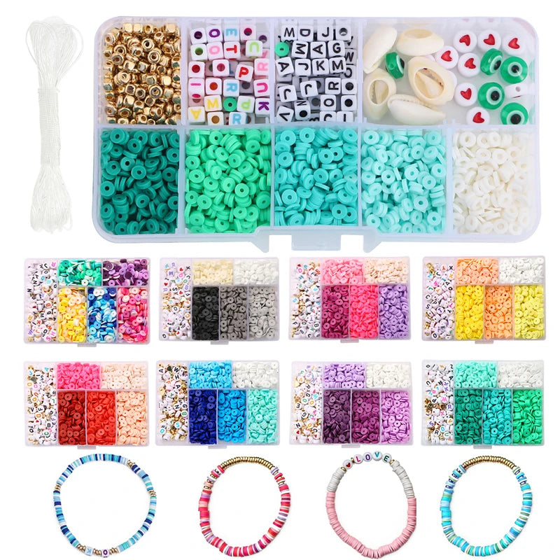 Jewelry Accessories Kit, 4mm soft ceramic, letters, beads, accessories, Charms DIY