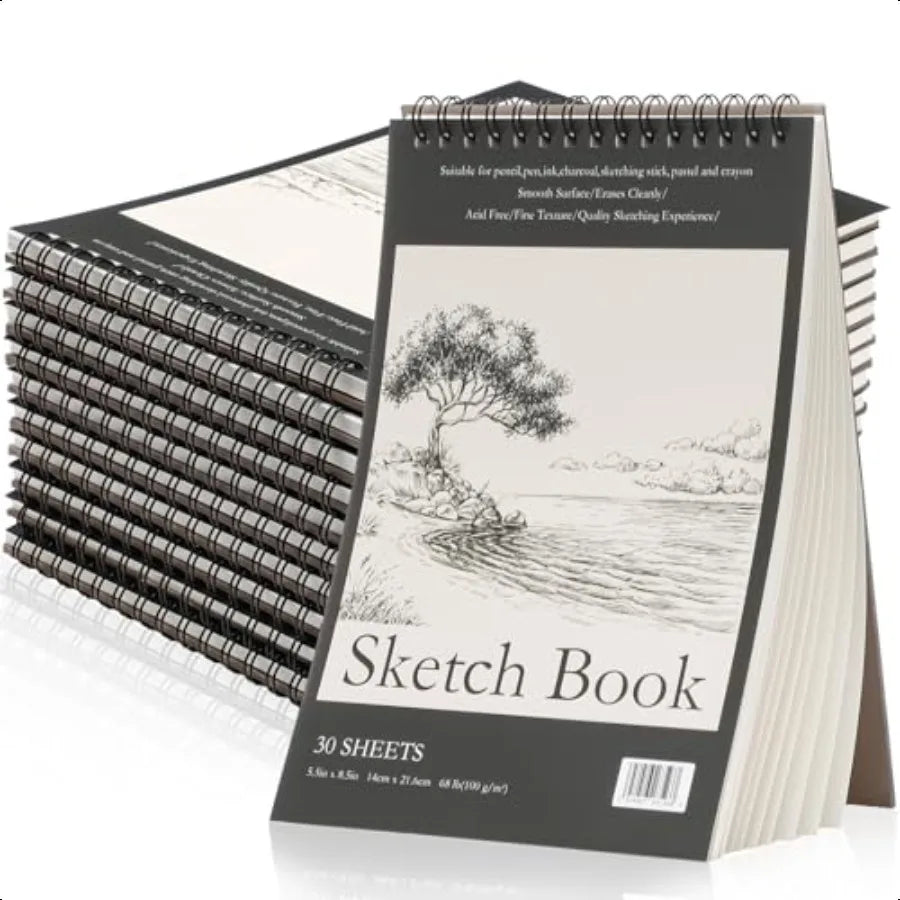 20 Pcs Top Spiral Artist Sketch Pads 5.5'' x 8.5'' and 68lb 100gsm