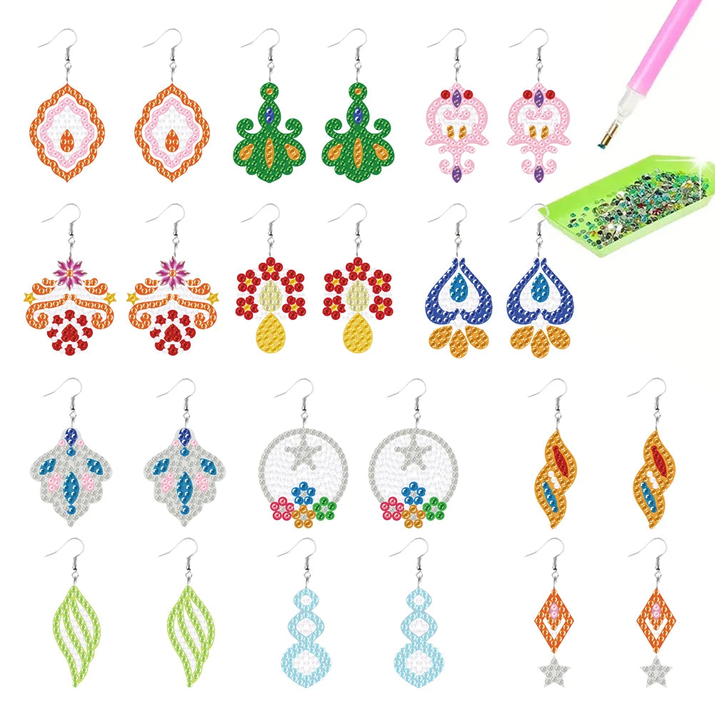 12 Pairs Diamond Painting Earring Making Kit