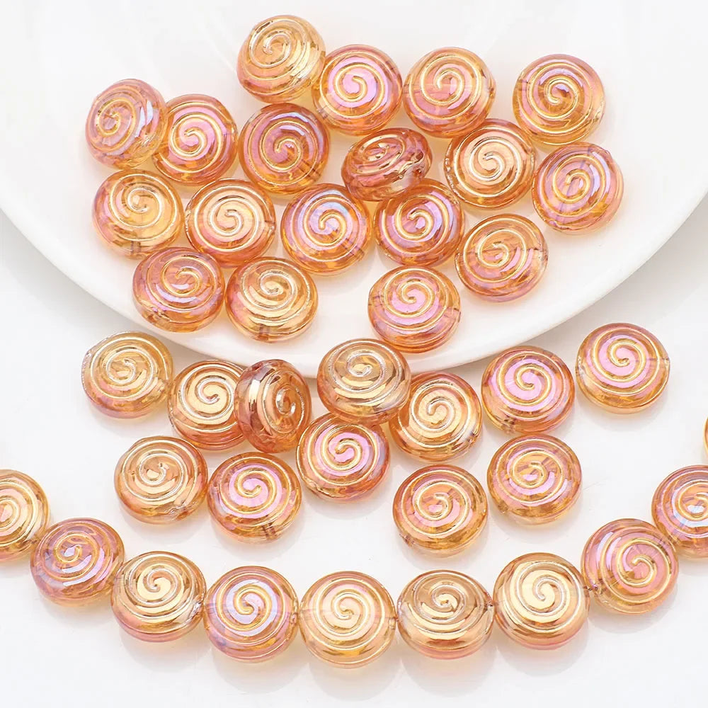 30Pcs Crystal Glass Round Beads Screw thread