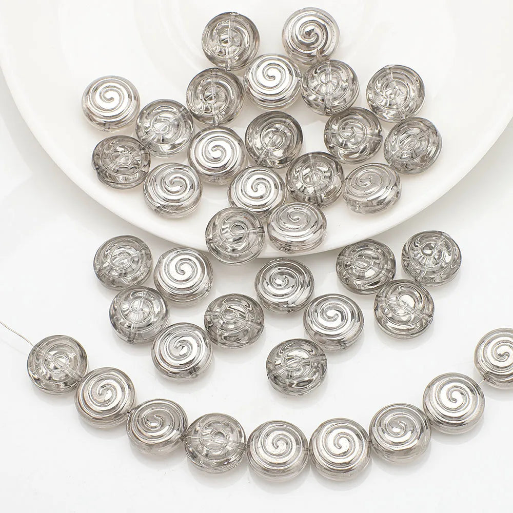 30Pcs Crystal Glass Round Beads Screw thread