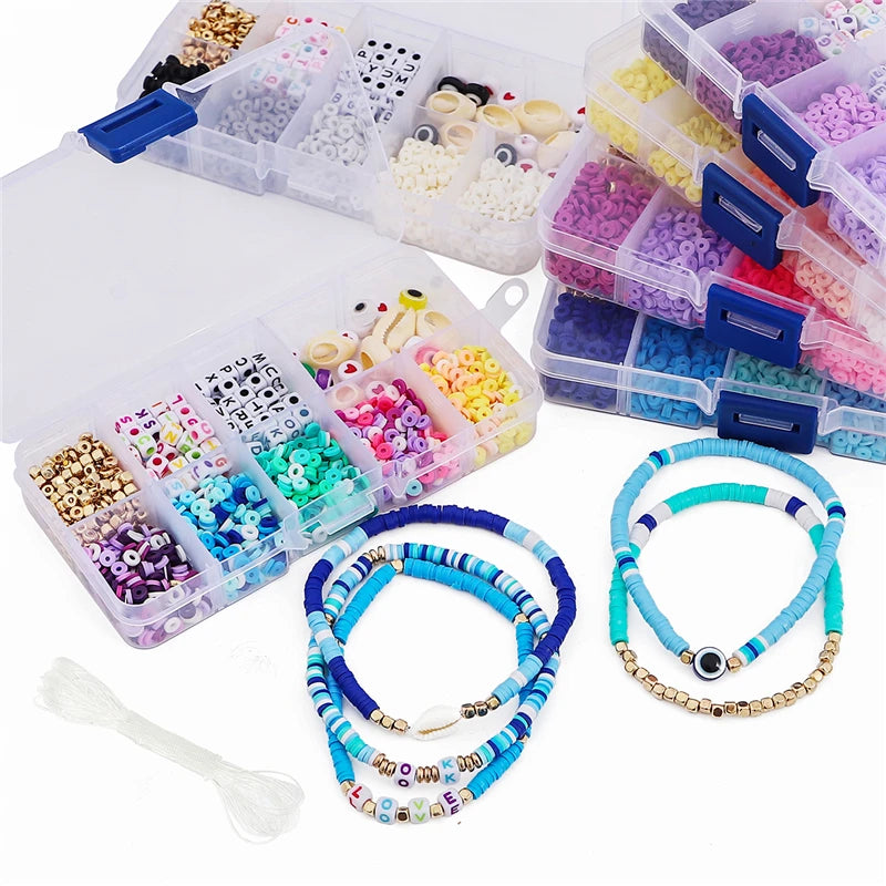 Jewelry Accessories Kit, 4mm soft ceramic, letters, beads, accessories, Charms DIY
