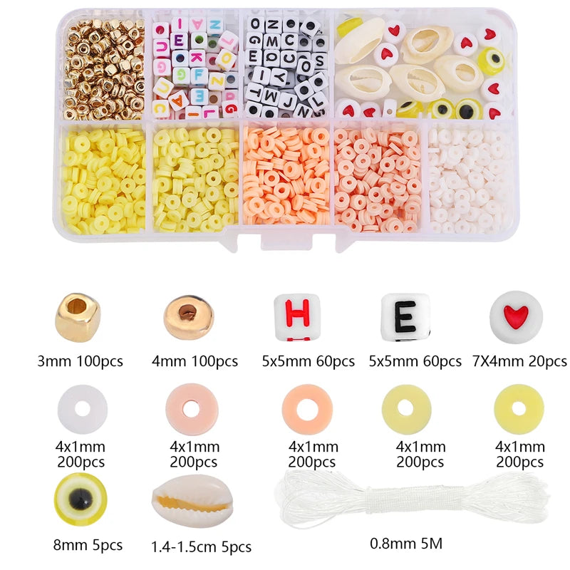 Jewelry Accessories Kit, 4mm soft ceramic, letters, beads, accessories, Charms DIY