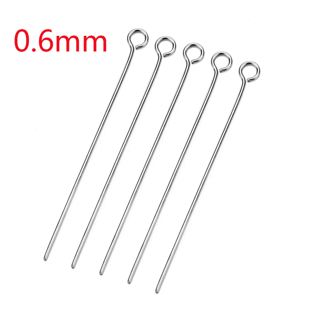 100pcs Stainless Steel Flat Head Pin Eye Pin Round Ball Pin 15 20 25 30 35 40 45 50mm Needle Pin Finding for DIY Jewelry Making